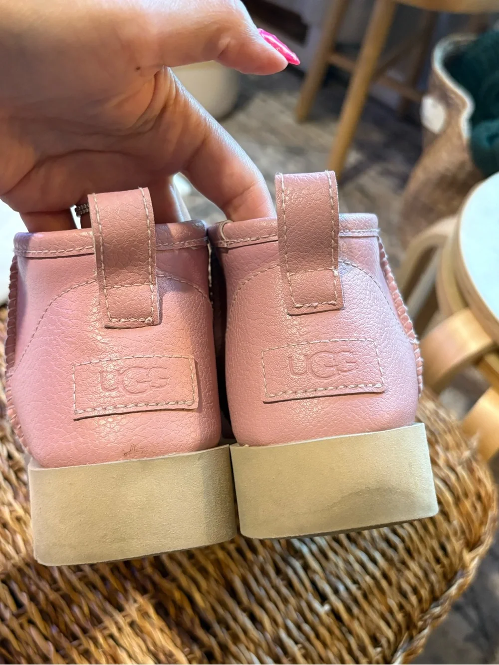 UGG CLASSIC SUGAR ULTRA MINI SHELL PINK BOOTS leather size 8 fall winter